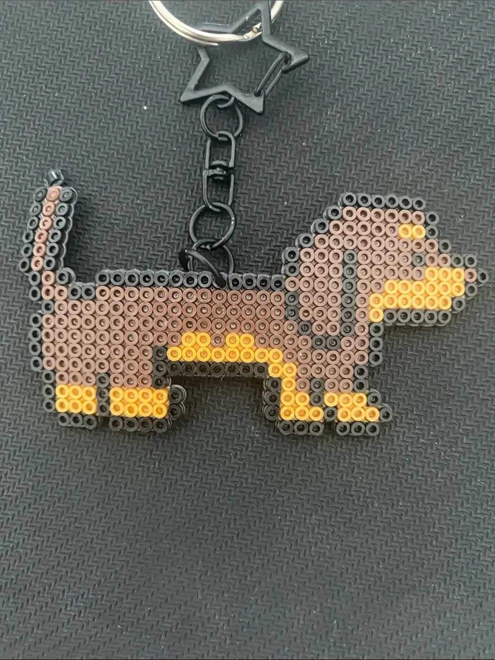 Handmade Brown & Yellow Dachshund Keychain - Dog Accessory